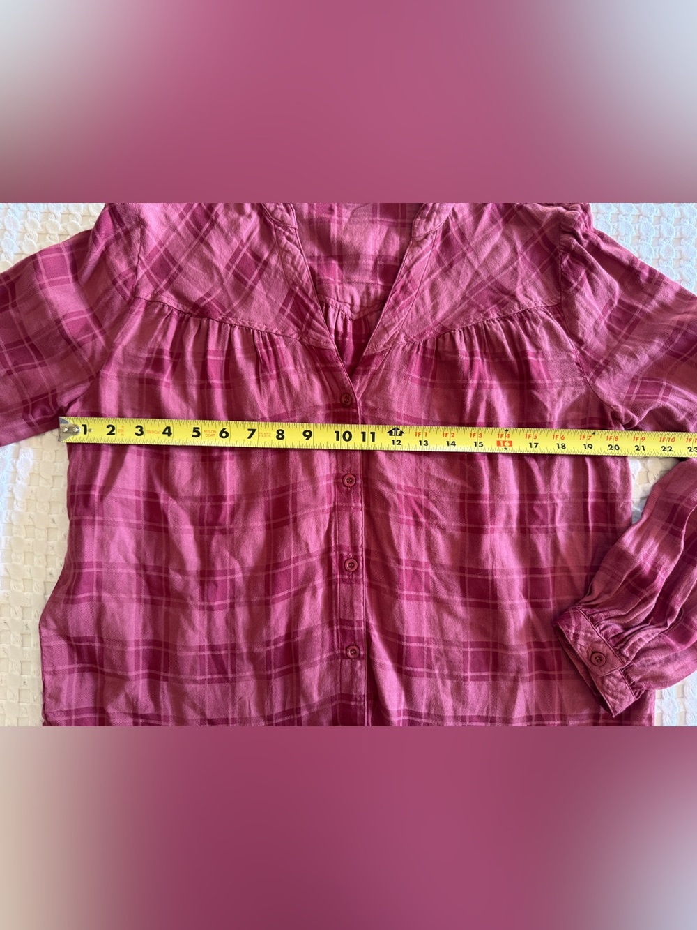 Anthropolgie Cloth & Stone Women’s Plaid Button Long Sleeve‎ Blouse Size Medium - Picture 6 of 8